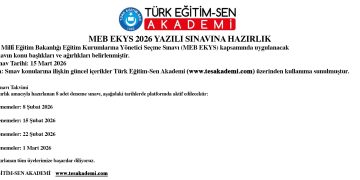 TÜRK EĞİTİM SEN ÜYELERİNE;MEB EKYS 2026 YAZILI SINAVINA HAZIRLIK DUYURUSU